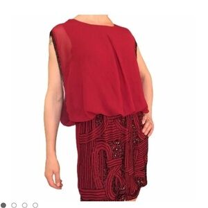 Elegant Dark Red Beaded Dress by Romeo and Juliette